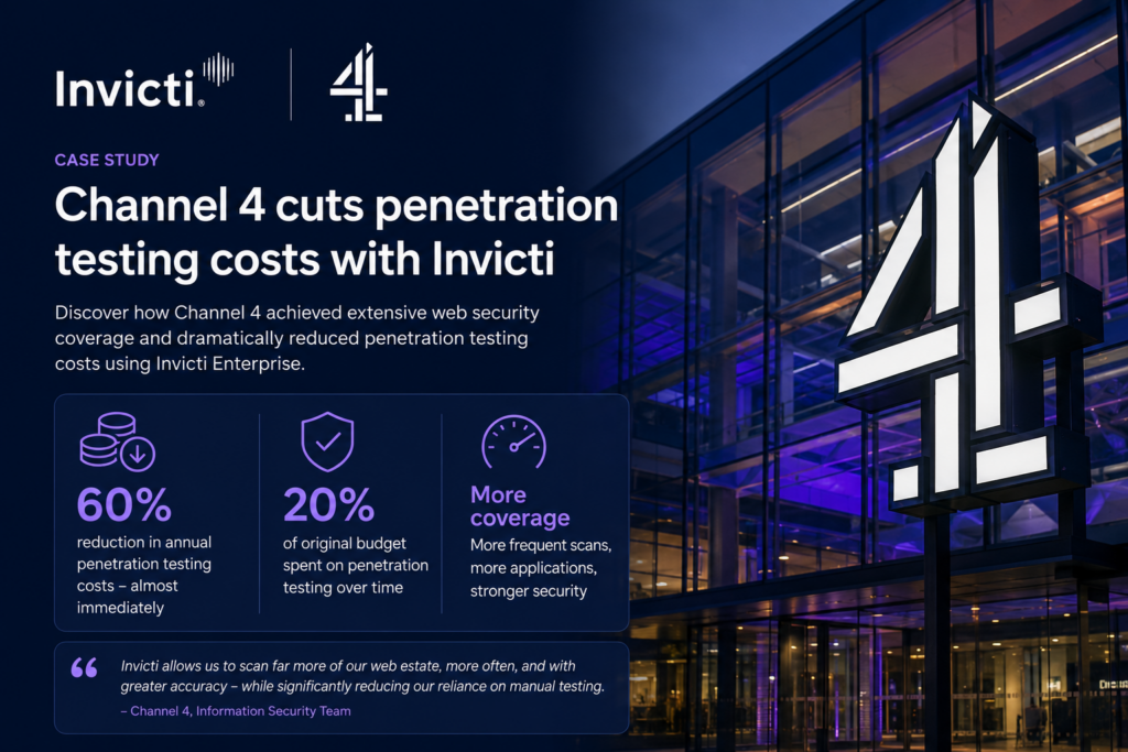 Channel 4 needed a scalable way to test many public-facing websites without relying heavily on external penetration testing. By using Invicti, Channel 4’s security team could run automated web application security scans more frequently, validate real vulnerabilities and support faster remediation. Invicti helped Channel 4 reduce annual penetration testing spend by around 60% almost immediately, later lowering it further to about 20% of the original budget. For Baltic enterprises, telecoms, fintechs and public-sector organizations, this shows how automated DAST can improve web security coverage while reducing manual testing pressure.